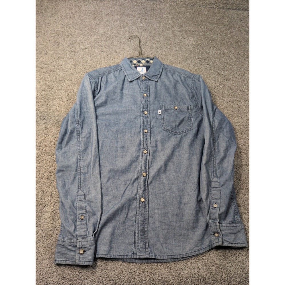 Johnnie-O Mens Small Blue Micro‎ Stripe Cotton Button Down Shirt West Coast Prep